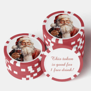 Festive Christmas Santa free drink Poker Chips