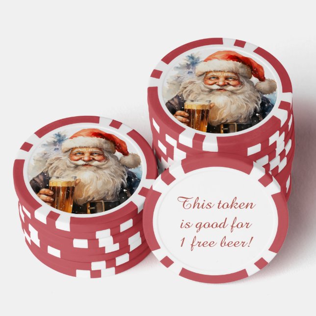 Festive Christmas Santa free drink  Poker Chips (Stack)