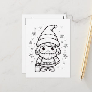 Festive Christmas Santa kids colouring Postcard