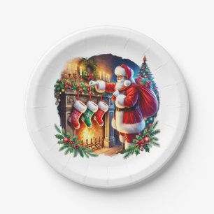 Festive Christmas Santa party Paper Plate