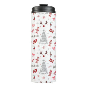 Festive Christmas – Santa, Reindeer & Joy Design Thermal Tumbler