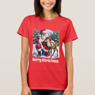 Festive Christmas Santa reindeer T-Shirt