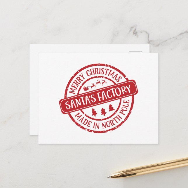 Festive Christmas Santa's factory  Holiday Postcard (Front/Back In Situ)