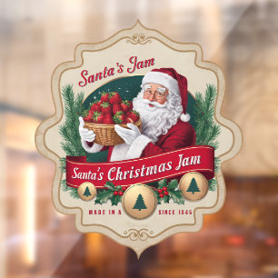 Festive Christmas Santa's Jam vintage Window Cling