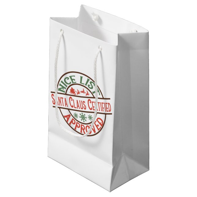festive Christmas Santa's nice list Small Gift Bag (Front Angled)