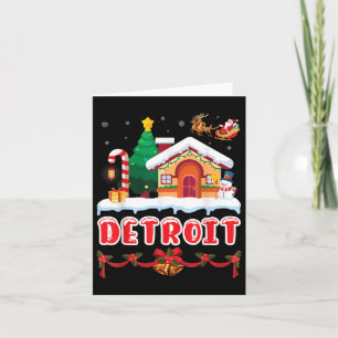 Festive Christmas Scene In Detroit Winter Wonderla Card
