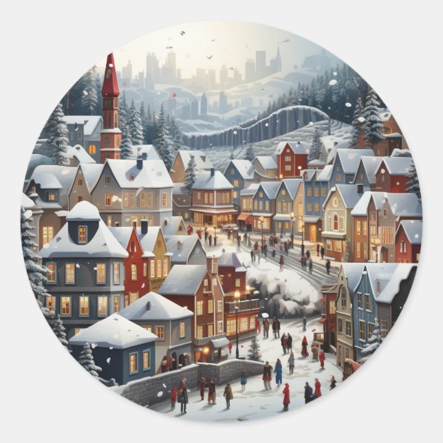 Festive Christmas Scene Sticker (Front)