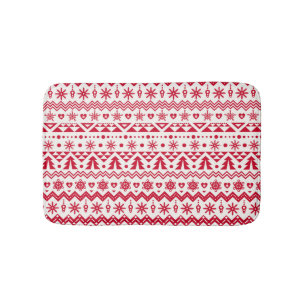 Festive Christmas seamless pattern. Bath Mat