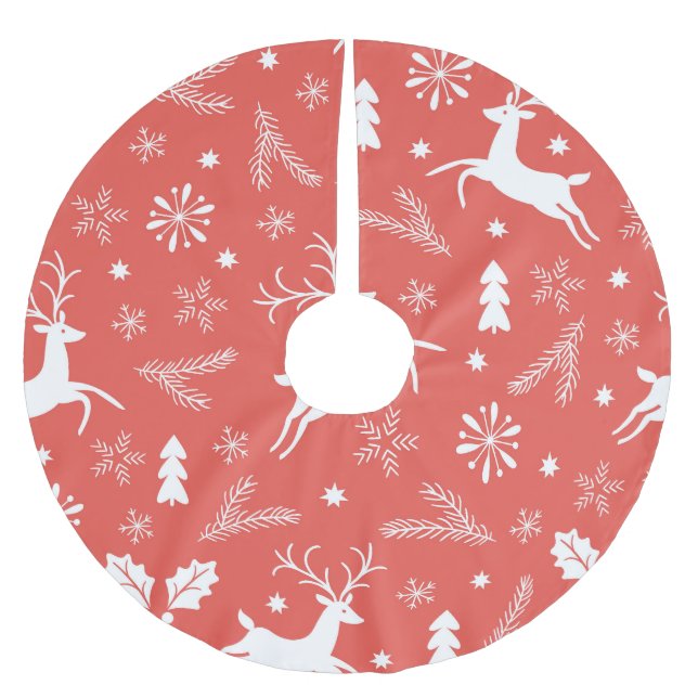 Festive Christmas Seamless Pattern Brushed Polyester Tree Skirt (Front)