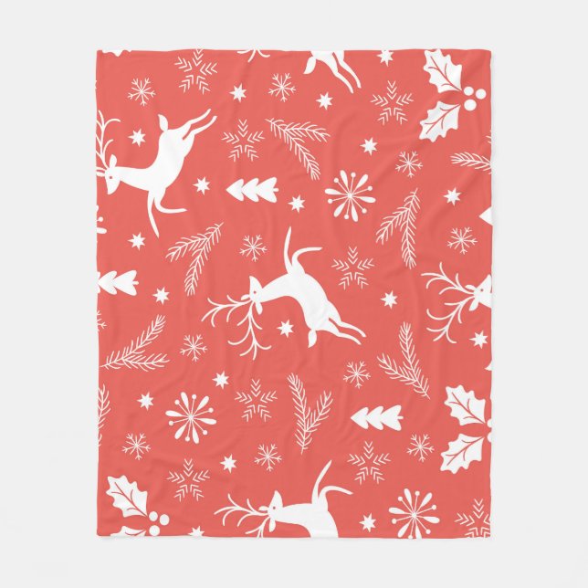 Festive Christmas Seamless Pattern Fleece Blanket (Front)