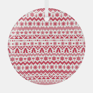 Festive Christmas seamless pattern. Glass Ornament