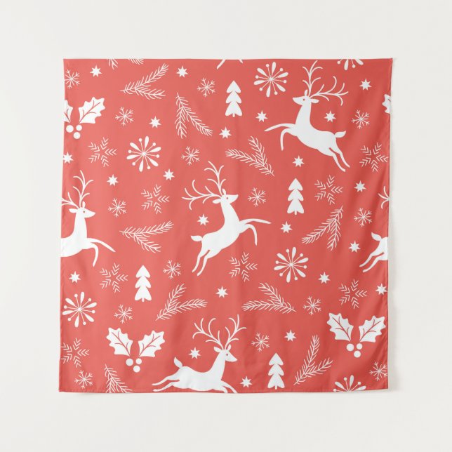 Festive Christmas Seamless Pattern Tapestry (Front)