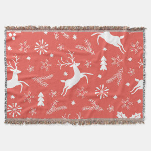 Festive Christmas Seamless Pattern Throw Blanket