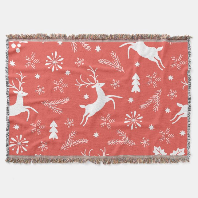 Festive Christmas Seamless Pattern Throw Blanket (Front)
