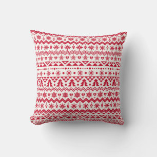 Festive Christmas seamless pattern. Throw Pillow