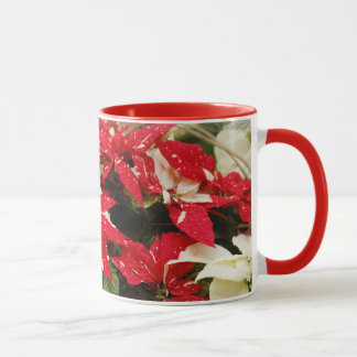 Festive Christmas Shimmer Surprise Poinsettias Mug