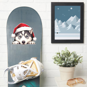 Festive Christmas Siberian HuskyVinyl Sticker