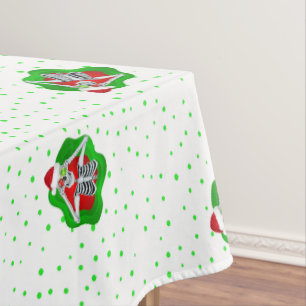 Festive Christmas Skeleton Bright Splatters Dots Tablecloth