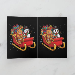 Festive Christmas Sleigh Ride with Gingerbread Man Card