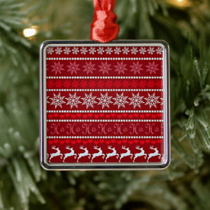 Festive Christmas Snowflake Pattern Metal Ornament