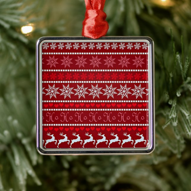 Festive Christmas Snowflake Pattern Metal Ornament (Tree)