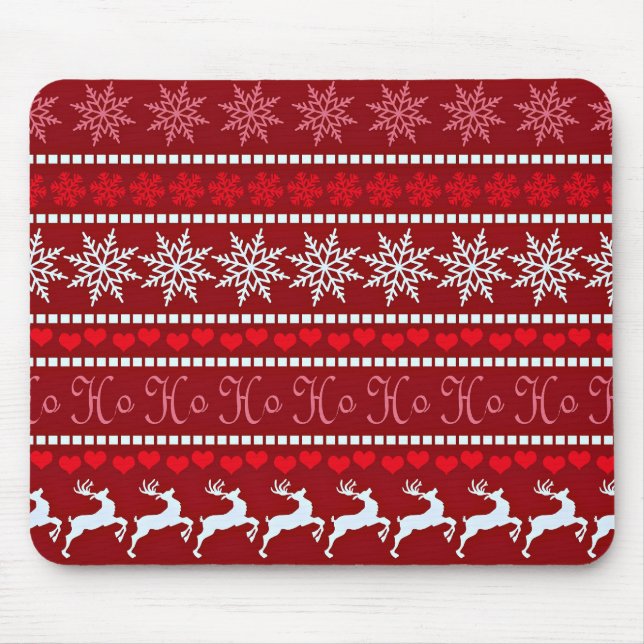 Festive Christmas Snowflake Pattern Mouse Pad (Front)