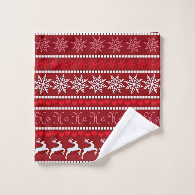 Festive Christmas Snowflake Pattern Wash Cloth (Wash Cloth)