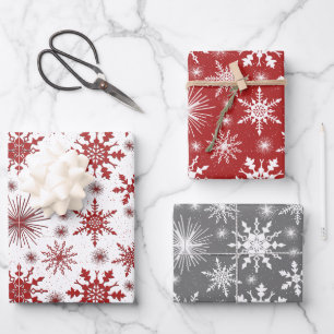 Festive Christmas Snowflakes And Sparkles Wrapping Paper Sheet