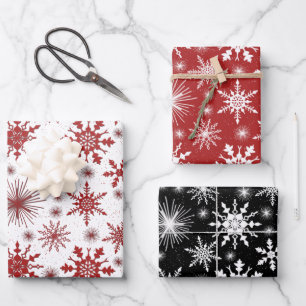 Festive Christmas Snowflakes And Sparkles Wrapping Wrapping Paper Sheet