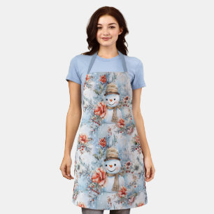 Festive Christmas Snowman All Over Print Apron