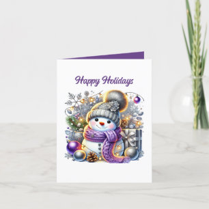 Festive Christmas snowman customizable Holiday Card