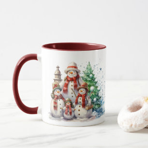 Festive Christmas snowman Family add monogram Mug