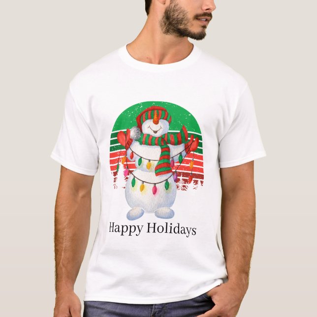 festive Christmas snowman Holiday  T-Shirt (Front)