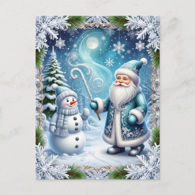 Festive Christmas Snowy Scene Postcard (Front)