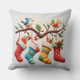 Festive Christmas Stockings Throw Pillow