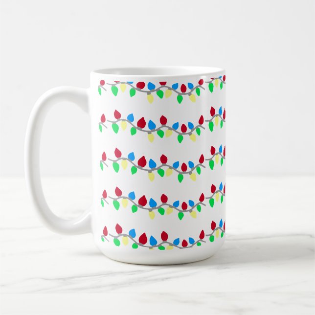 Festive Christmas String Lights Coffee Mug (Left)
