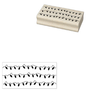 Festive Christmas String Lights Holiday Rubber Stamp