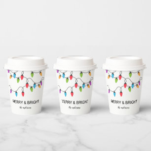 Festive Christmas String Lights Personalized Paper Cups