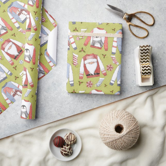 Festive Christmas Sweaters and Stockings Wrapping Paper (Crafts)