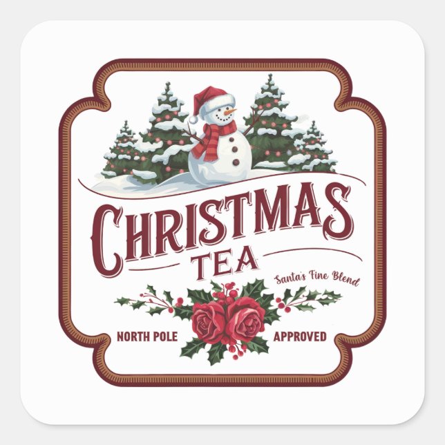 Festive Christmas tea party Holiday Square Sticker (Front)