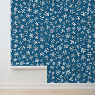 Festive Christmas teal white snowflake pattern  Wallpaper