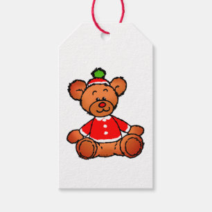 Festive Christmas Teddy Bear Design Gift Tags