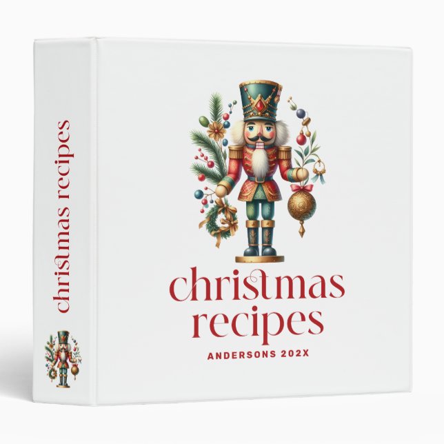 Festive Christmas Theme Nutcracker On White Binder (Front/Spine)