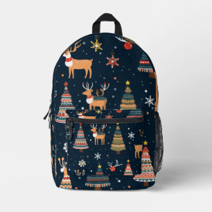 Festive Christmas Theme Pattern Printed Backpack