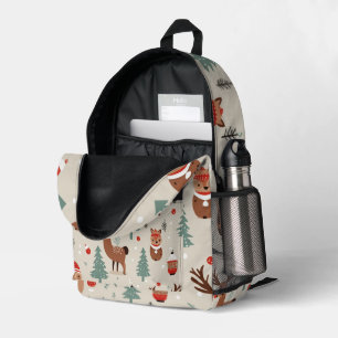 Festive Christmas Theme Woodland Pattern Printed Backpack