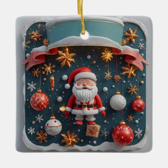Festive Christmas-Themed Arrangement Ceramic Ornament (Front)