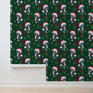 Festive Christmas tiled pattern cat Wallpaper