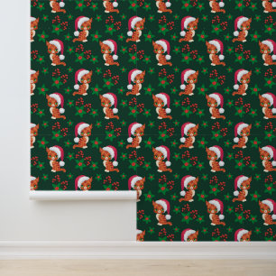 Festive Christmas tiled pattern cat  Wallpaper