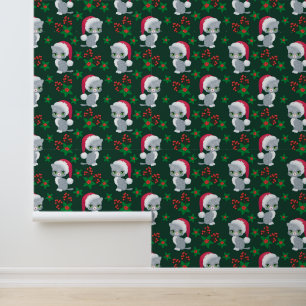 Festive Christmas tiled pattern cat Wallpaper