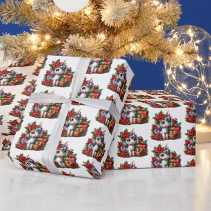 Festive Christmas tiled unicorn Wrapping Paper